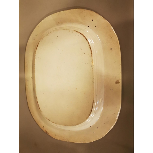 247 - 19th C. Willow patterned meat platter { 36cm W X 46cm D }.