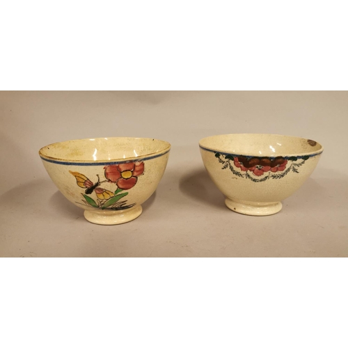 250 - Two early 20th C. transfer porridge bowls {10 cm H x 17 cm Dia.}.