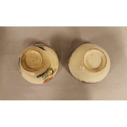 250 - Two early 20th C. transfer porridge bowls {10 cm H x 17 cm Dia.}.