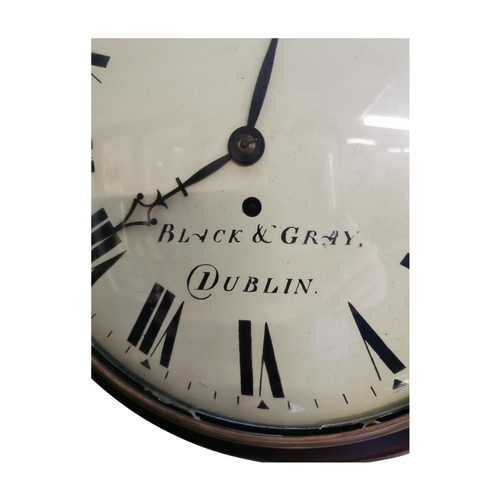 250A - 19th C. mahogany Black & Gray of Dublin wall clock with painted dial and fusee movement  {39 cm Dia.... 