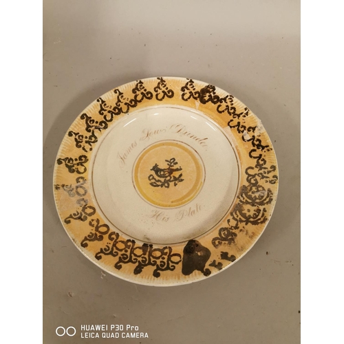 251 - 19th C. spongeware plate decorated with birds {22 cm Dia.}.
