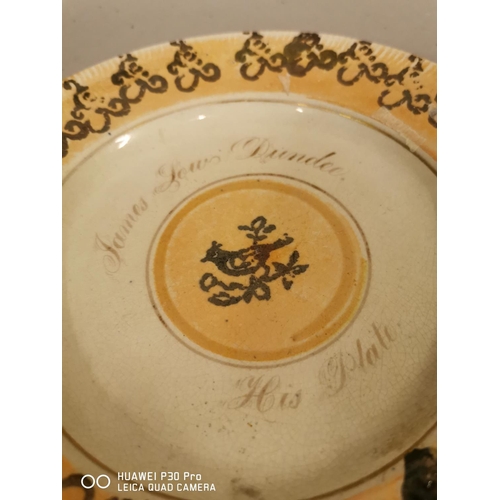 251 - 19th C. spongeware plate decorated with birds {22 cm Dia.}.