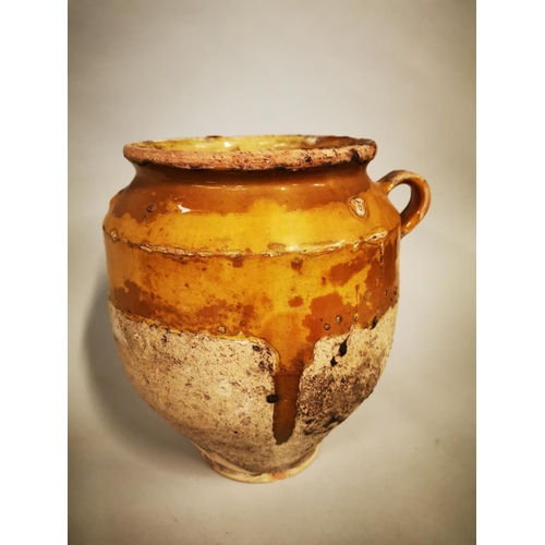 253 - Rare 18th glazed terracotta Confit pot {31 cm H x 28 cm W x 26 cm D}.