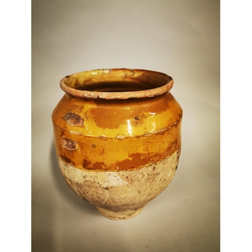 253 - Rare 18th glazed terracotta Confit pot {31 cm H x 28 cm W x 26 cm D}.