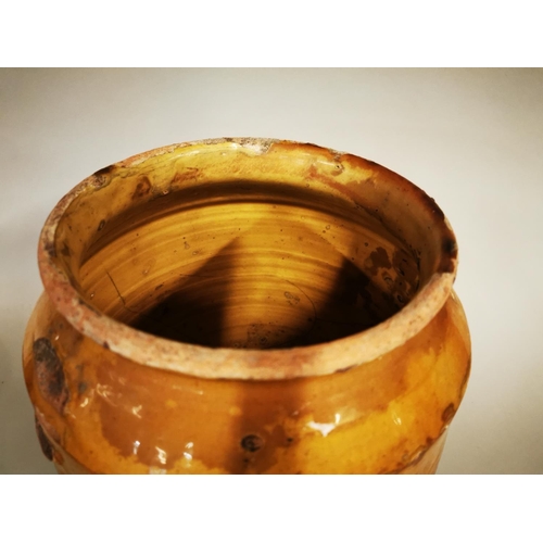 253 - Rare 18th glazed terracotta Confit pot {31 cm H x 28 cm W x 26 cm D}.