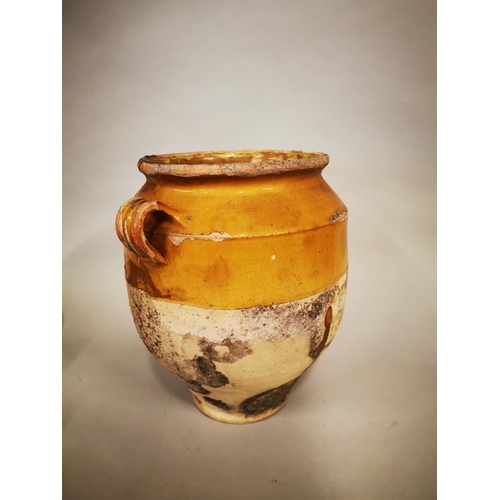 253 - Rare 18th glazed terracotta Confit pot {31 cm H x 28 cm W x 26 cm D}.
