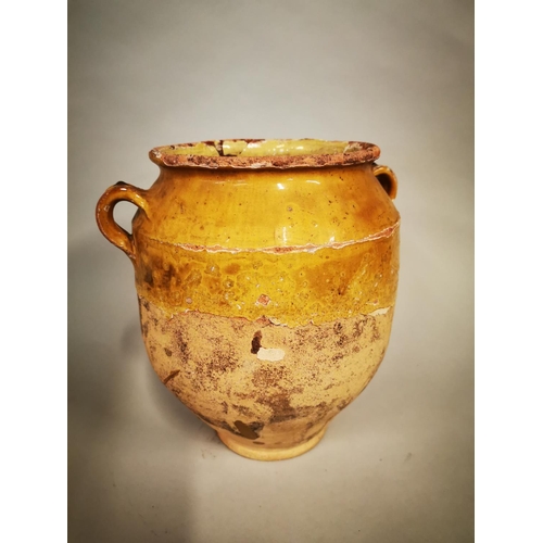 254 - Rare 18th glazed terracotta Confit pot {29 cm H x 29 cm W x 25 cm D}.