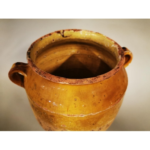 254 - Rare 18th glazed terracotta Confit pot {29 cm H x 29 cm W x 25 cm D}.