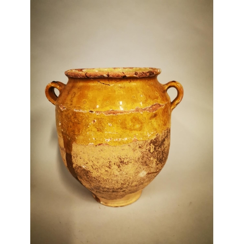 254 - Rare 18th glazed terracotta Confit pot {29 cm H x 29 cm W x 25 cm D}.