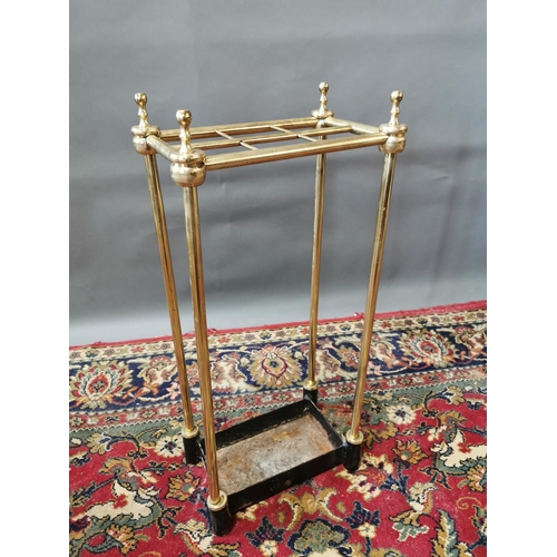 260A - Edwardian brass and cast iron stick stand {68 cm H x 32 cm W x 20 cm D}.