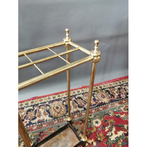 260A - Edwardian brass and cast iron stick stand {68 cm H x 32 cm W x 20 cm D}.