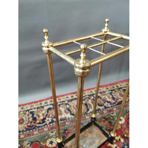 260A - Edwardian brass and cast iron stick stand {68 cm H x 32 cm W x 20 cm D}.
