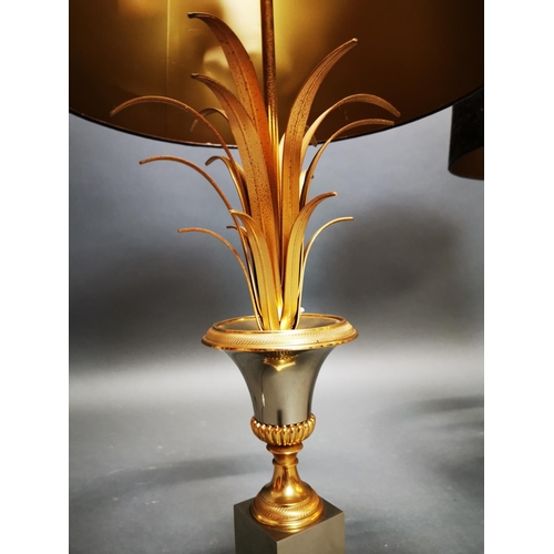 262 - Rare pair of Mid-century brass and chrome designer table lamps in the form of pineapples {74 cm H x ... 
