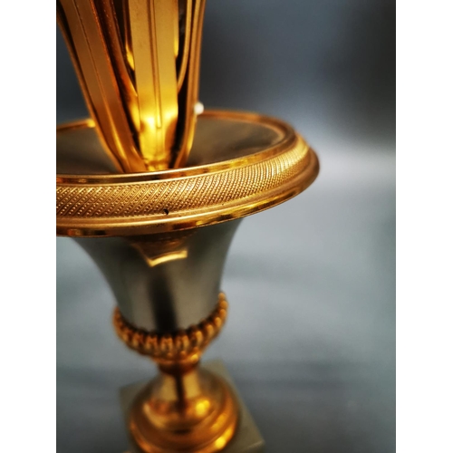 262 - Rare pair of Mid-century brass and chrome designer table lamps in the form of pineapples {74 cm H x ... 