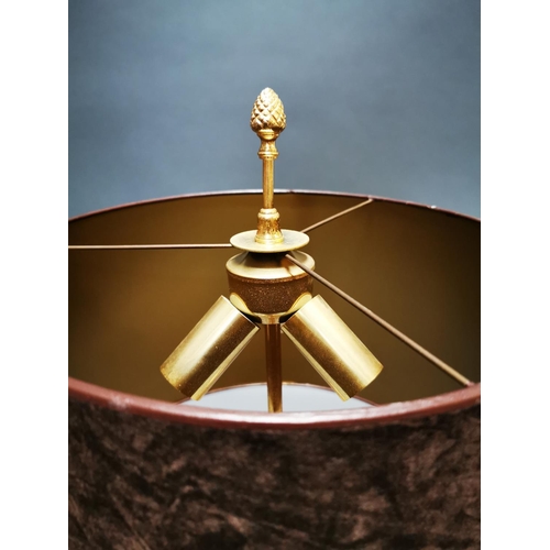 262 - Rare pair of Mid-century brass and chrome designer table lamps in the form of pineapples {74 cm H x ... 