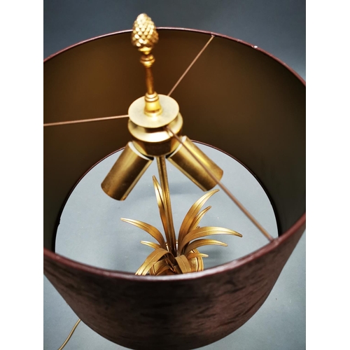 262 - Rare pair of Mid-century brass and chrome designer table lamps in the form of pineapples {74 cm H x ... 