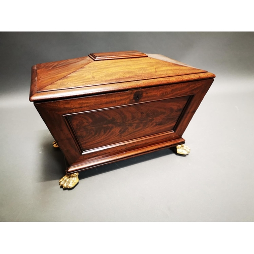 263 - Exceptional quality Regency mahogany wine cooler with lions paw feet {45 cm H x 62 cm W x 40 cm D}.
