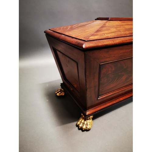 263 - Exceptional quality Regency mahogany wine cooler with lions paw feet {45 cm H x 62 cm W x 40 cm D}.