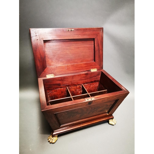 263 - Exceptional quality Regency mahogany wine cooler with lions paw feet {45 cm H x 62 cm W x 40 cm D}.