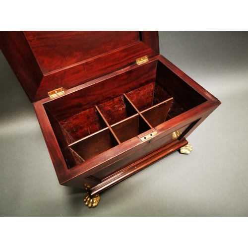 263 - Exceptional quality Regency mahogany wine cooler with lions paw feet {45 cm H x 62 cm W x 40 cm D}.
