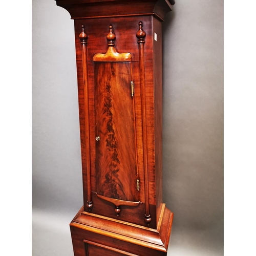 270 - Good quality William IV mahogany drum head Grandfather clock with painted dial by R.M. Nelson of Oma... 