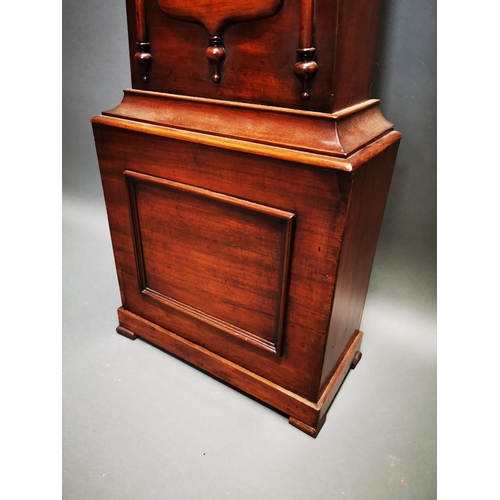 270 - Good quality William IV mahogany drum head Grandfather clock with painted dial by R.M. Nelson of Oma... 