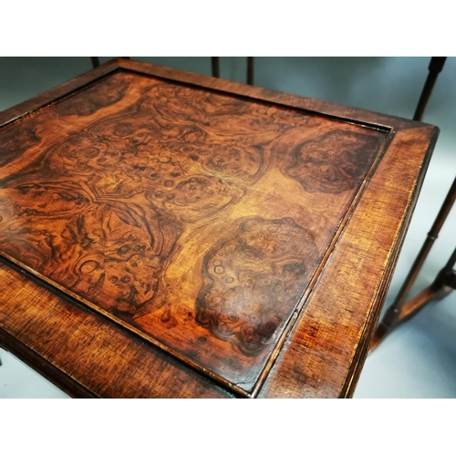 272 - Exceptional quality mahogany and walnut nest of four tables {73 cm H x 56 cm W x 43 cm D}.