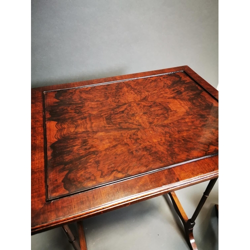 272 - Exceptional quality mahogany and walnut nest of four tables {73 cm H x 56 cm W x 43 cm D}.
