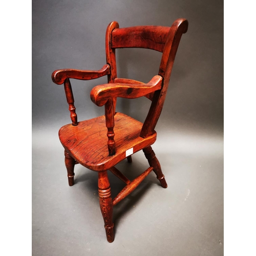278 - 19th C. elm child's chair {62 cm H x 35 cm W x 32 cm D}.