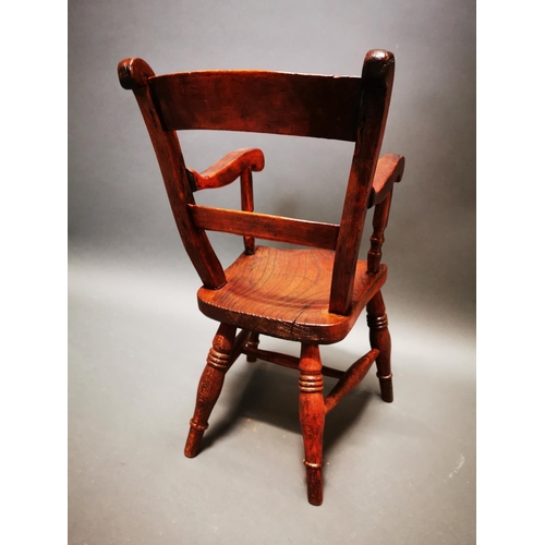 278 - 19th C. elm child's chair {62 cm H x 35 cm W x 32 cm D}.