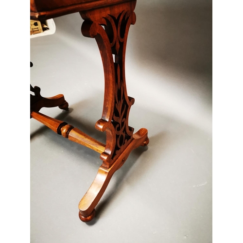 280 - Good quality 19th C. burr walnut folding games table with single drawer in the frieze on lyre suppor... 