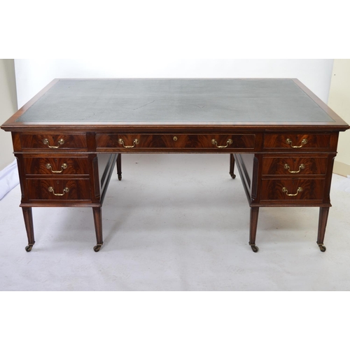 280A - 19th C. mahogany partners desk with tooled leather top in the Georgian style {79 cm H x 182 cm W x 1... 