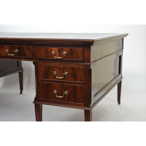 280A - 19th C. mahogany partners desk with tooled leather top in the Georgian style {79 cm H x 182 cm W x 1... 