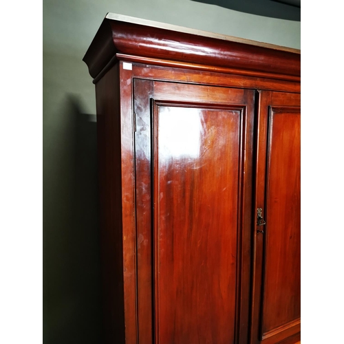 281 - 19th C. mahogany two door linen press with two long drawers in the base {212 cm H x 127 cm W x 48 cm... 