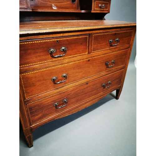 285 - Edwardian inlaid mahogany mirrored back dressing table {163 cm H x 107 cm W x 53 cm D}.
