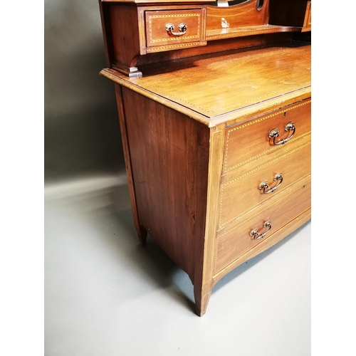 285 - Edwardian inlaid mahogany mirrored back dressing table {163 cm H x 107 cm W x 53 cm D}.