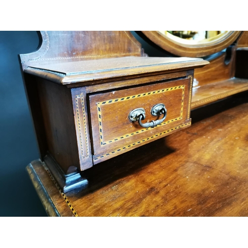 285 - Edwardian inlaid mahogany mirrored back dressing table {163 cm H x 107 cm W x 53 cm D}.