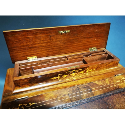 286 - Good quality Victorian walnut inlaid Davenport with fitted interior and inset leather top {81 cm H x... 