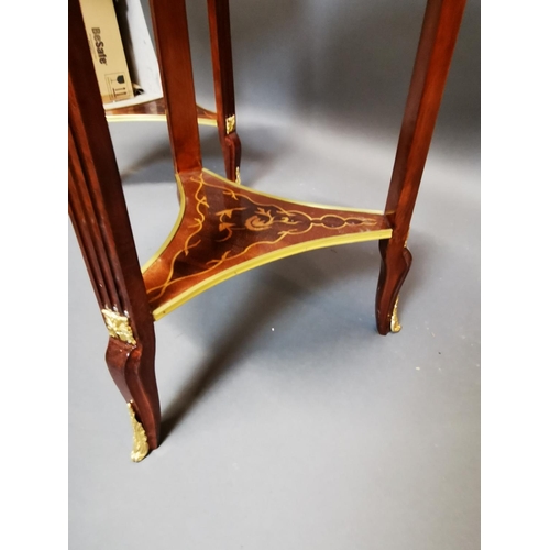 290 - Pair of decorative inlaid kingwood and ormolu mounted wine tables in the French style {80 cm H x 53 ... 