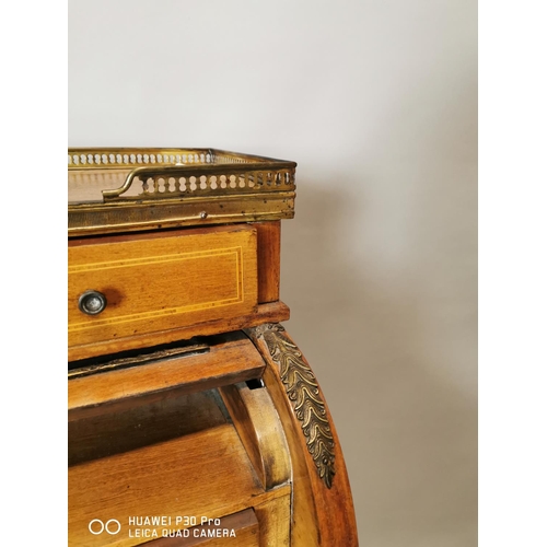 295 - 19th C. inlaid satinwood ladies writing desk surmounted with brass mounts and fitted interior {109 c... 