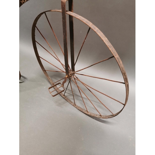 299 - 20th C. metal child's Penny Farthing {69 cm H x 80 cm W}.