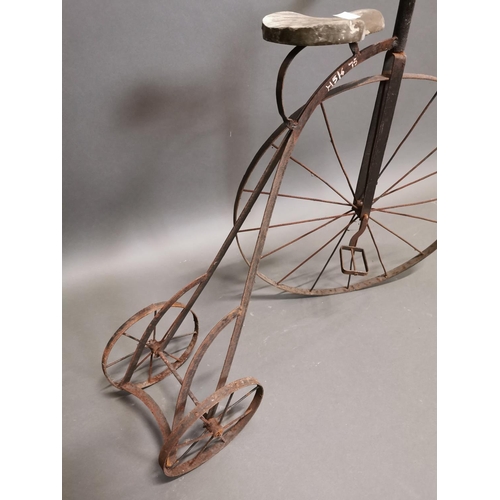 299 - 20th C. metal child's Penny Farthing {69 cm H x 80 cm W}.