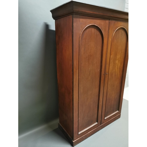301 - Victorian mahogany two door wardrobe {196 cm H x 130 cm W x 55 cm D}.