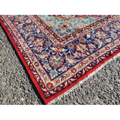 302 - Good quality hand woven Persian carpet square {397 cm L x 260 cm W}.