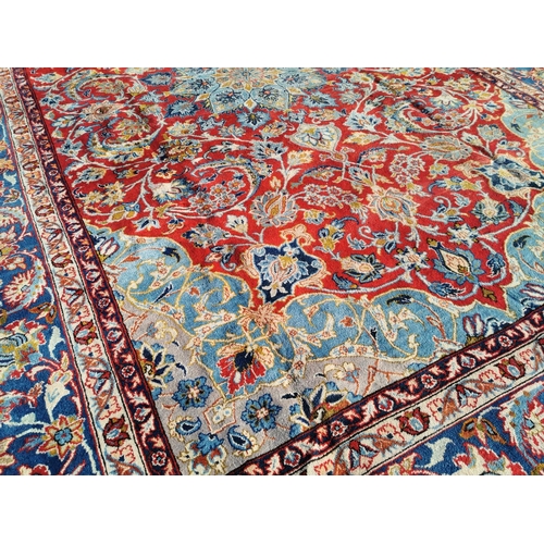 302 - Good quality hand woven Persian carpet square {397 cm L x 260 cm W}.