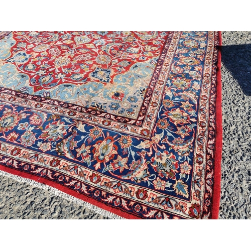 302 - Good quality hand woven Persian carpet square {397 cm L x 260 cm W}.