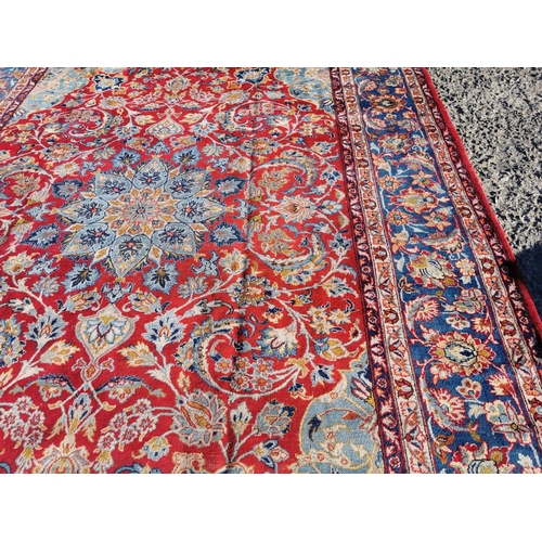 302 - Good quality hand woven Persian carpet square {397 cm L x 260 cm W}.