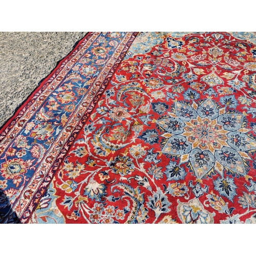 302 - Good quality hand woven Persian carpet square {397 cm L x 260 cm W}.