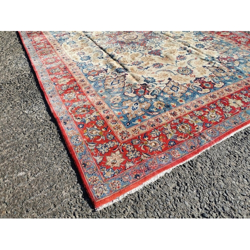 303 - Good quality hand woven Persian carpet square {412 cm L x 294 cm W}.