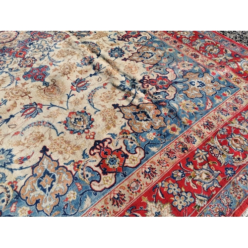303 - Good quality hand woven Persian carpet square {412 cm L x 294 cm W}.